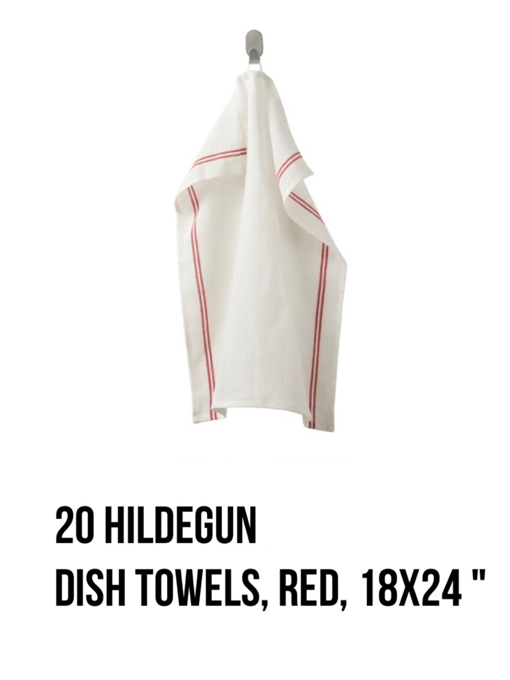 HILDEGUN Cotton Dish Towels with Red Stripe